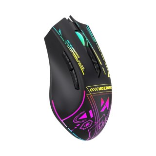 Mysz bezprzewodowa gamingowa optyczna z akumulatorem oświetleniem RGB 3200 DPI - czarna