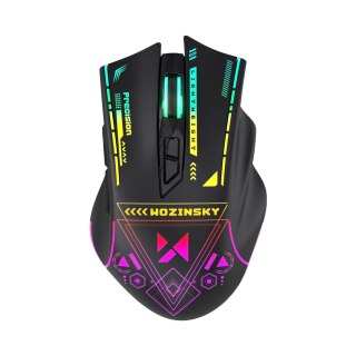 Mysz bezprzewodowa gamingowa optyczna z akumulatorem oświetleniem RGB 3200 DPI - czarna