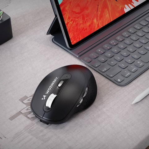 Myszka bezprzewodowa ergonomiczna 6 przycisków Bluetooth 1600 DPI - czarna