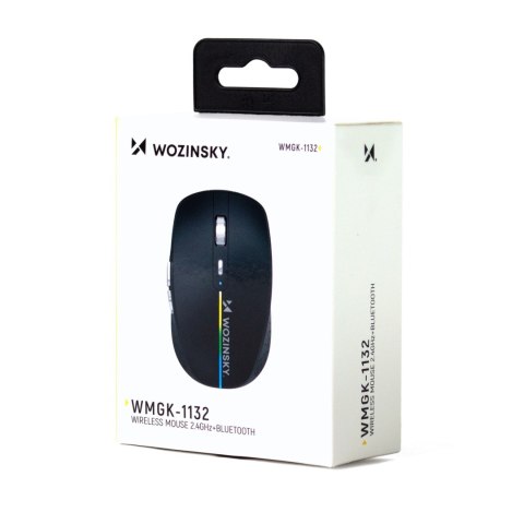 Myszka bezprzewodowa podświetlana 6 przycisków Bluetooth 1600 DPI RGB - czarna