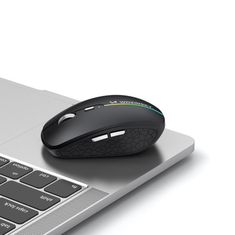 Myszka bezprzewodowa podświetlana 6 przycisków Bluetooth 1600 DPI RGB - czarna