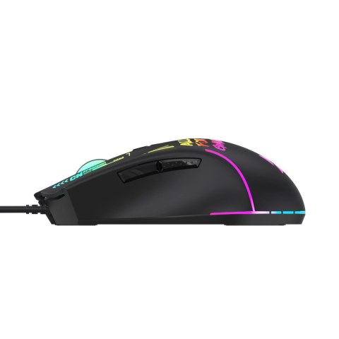 Myszka przewodowa gamingowa optyczna podświetlana 7 przycisków 7200 DPI RGB - czarna