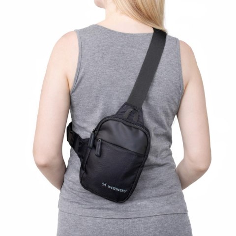 Mini saszetka na ramię wodoodporna dwukomorowa na telefon unisex - czarna