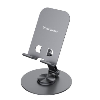 Podstawka stojak obrotowy metalowy pod telefon tablet - szary