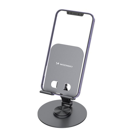 Podstawka stojak obrotowy metalowy pod telefon tablet - szary