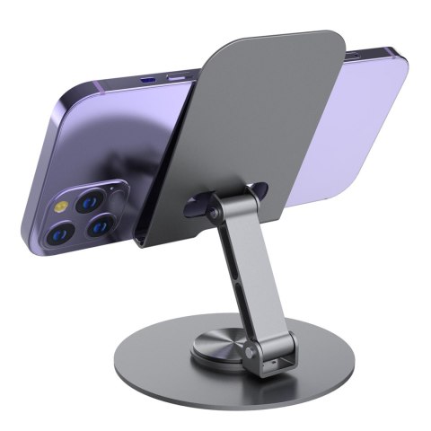 Podstawka stojak obrotowy metalowy pod telefon tablet - szary