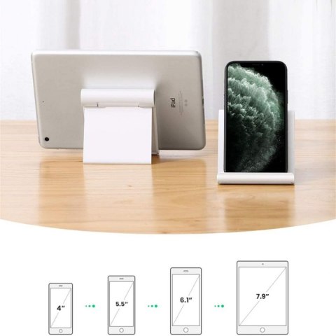 Stojak uchwyt biurkowy uniwersalny na smartfon tablet do 8'' - biały