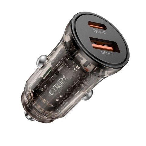 Ładowarka samochodowa USB-A USB-C 45 W - czarna