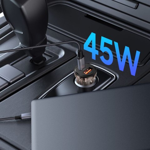 Ładowarka samochodowa USB-A USB-C 45 W - czarna