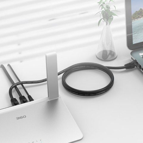 Kabel sieciowy Ethernet CAT6 1000Mbps RJ45 internetowy LAN okrągły 3 m - czarny