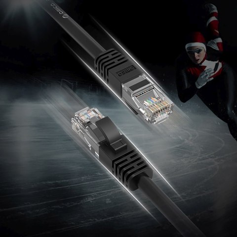Kabel sieciowy Ethernet CAT6 1000Mbps RJ45 internetowy LAN okrągły 8 m - czarny