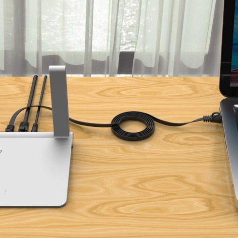Kabel sieciowy Ethernet CAT6 1000Mbps RJ45 internetowy LAN płaski 2 m - czarny