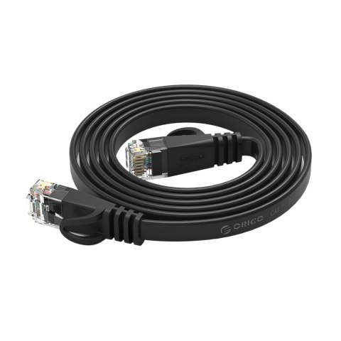 Kabel sieciowy Ethernet CAT6 1000Mbps RJ45 internetowy LAN płaski 8 m - czarny