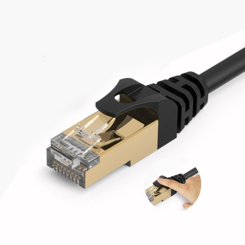 Kabel sieciowy internetowy okrągły LAN CAT7 10Gbps RJ45 0.5m - czarny