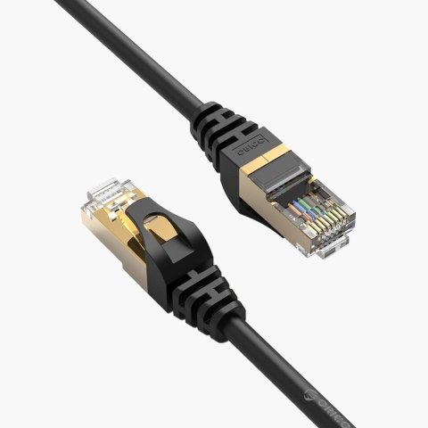 Kabel sieciowy internetowy okrągły LAN CAT7 10Gbps RJ45 3m - czarny