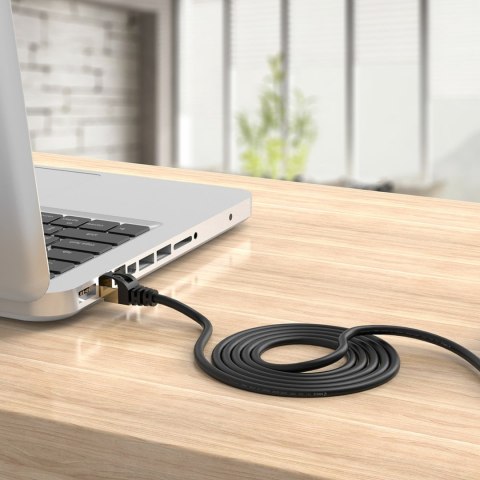 Kabel sieciowy internetowy okrągły LAN CAT7 10Gbps RJ45 3m - czarny