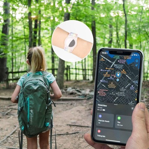Pasek na rękę dla dzieci na lokalizator Apple AirTag Nylon - różowy
