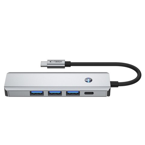 5w1 HUB Adapter USB-C PD USB-A HDMI 4K 60Hz 100W - szary