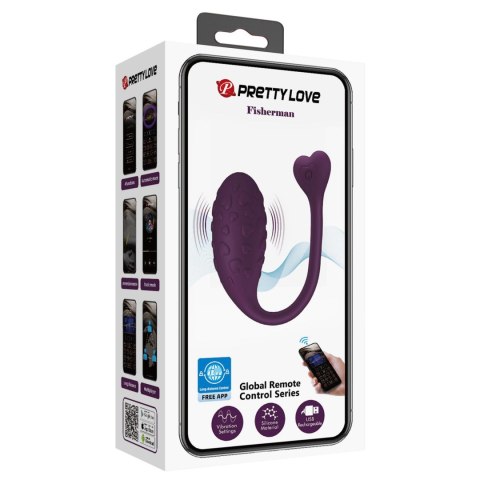 Jajeczko wibrujące Pretty Love fioletowe z aplikacją 12 funkcji