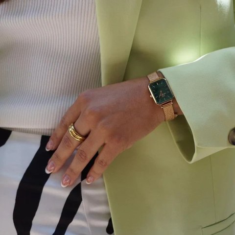 Daniel Wellington ZEGAREK DAMSKI DANIEL WELLINGTON Quadro Pressed Evergold Emerald 20mm DW00100561+ BOX (zw505m)