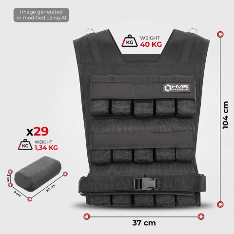 KTO40 KAMIZELKA TRENINGOWA Z OBCIĄŻENIEM 40 KG HMS PREMIUM