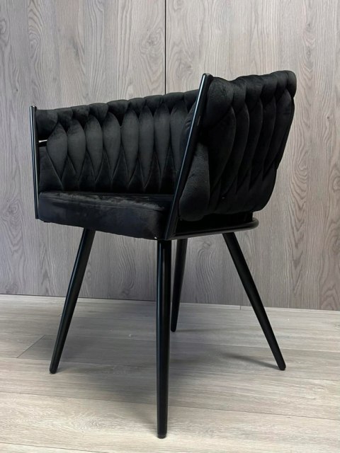 Krzesło plecione Lugano fotel TRECCIA BLACK VELVET SMOKE