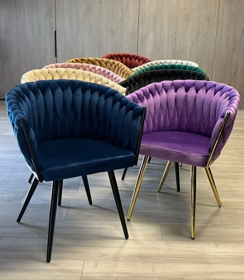 Krzesło plecione Lugano fotel TRECCIA BLACK VELVET SMOKE