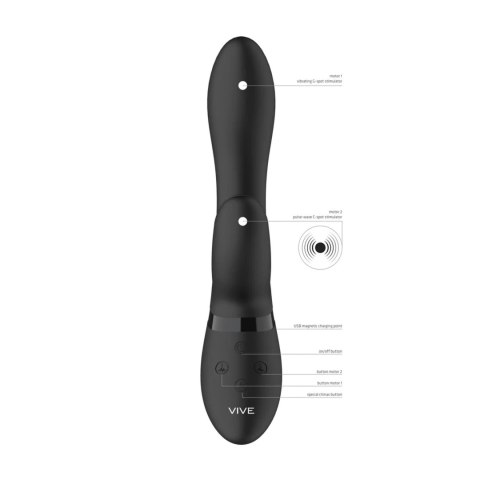 Wibrator króliczek pulsacyjny Vive Kyra czarny USB 21 cm