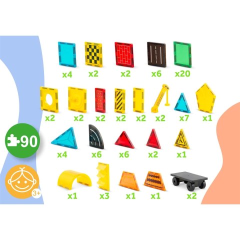 Klocki magnetyczne edukacyjne konstrukcyjne 90 szt RK-780 Ricokids