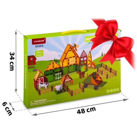 Klocki magnetyczne edukacyjne konstrukcyjne farma zwierząt RK-781 Ricokids