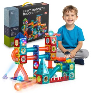 Klocki magnetyczne edukacyjne konstrukcyjne świecące 150 szt RK-782 Ricokids