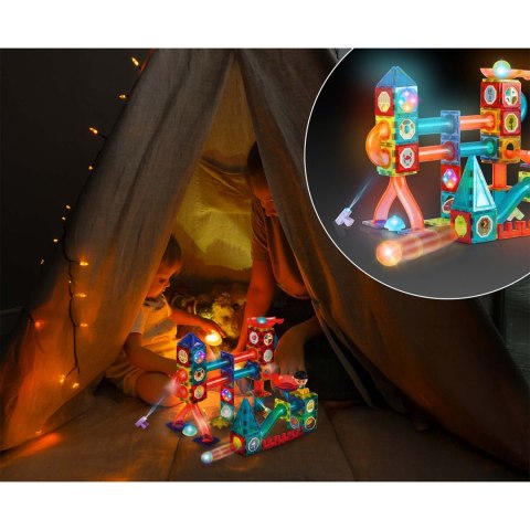 Klocki magnetyczne edukacyjne konstrukcyjne świecące 150 szt RK-782 Ricokids