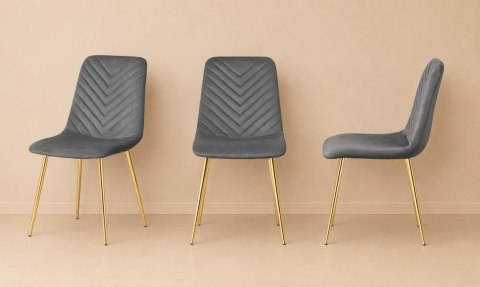 Krzesło tapicerowane TRIO VELVET DARK GREY GOLD