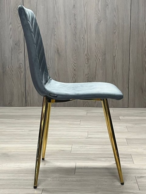Krzesło tapicerowane TRIO VELVET DARK GREY GOLD