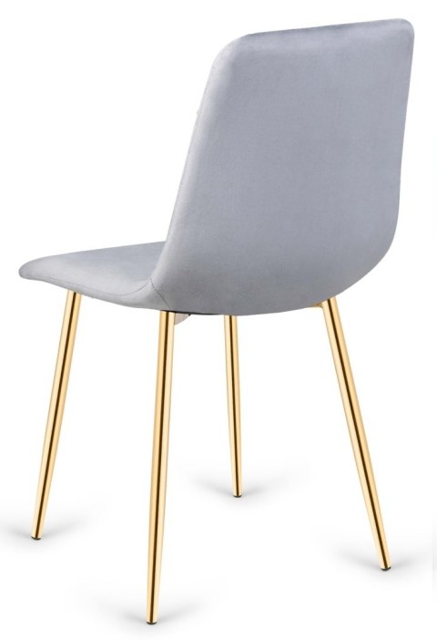 Krzesło tapicerowane TRIO VELVET LIGHT GREY GOLD