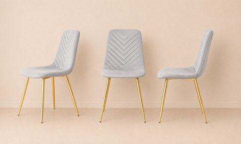 Krzesło tapicerowane TRIO VELVET LIGHT GREY GOLD