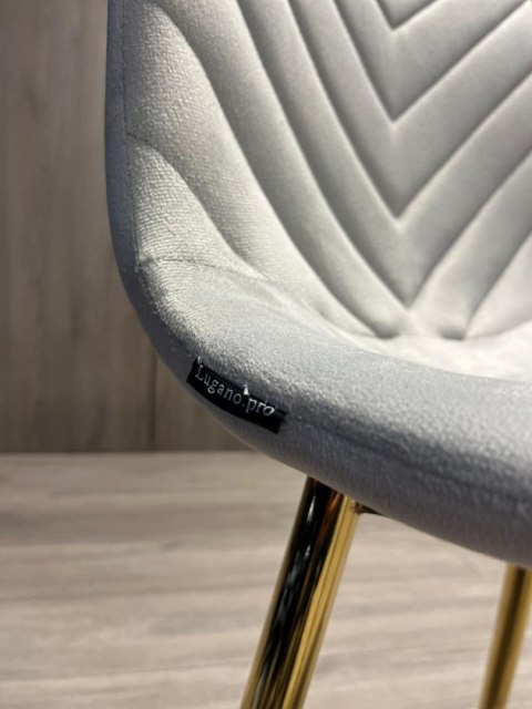 Krzesło tapicerowane TRIO VELVET LIGHT GREY GOLD