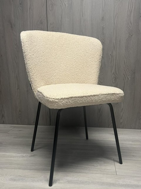 Krzesło tapicerowane tkaniną boucle TEDDY BEIGE