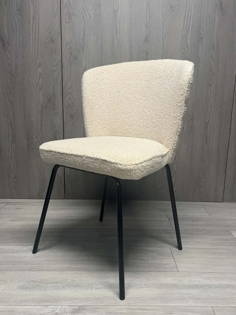 Krzesło tapicerowane tkaniną boucle TEDDY BEIGE