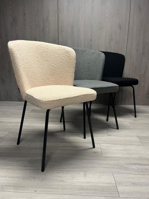 Krzesło tapicerowane tkaniną boucle TEDDY BEIGE