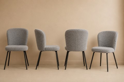 Krzesło tapicerowane tkaniną boucle TEDDY GREY