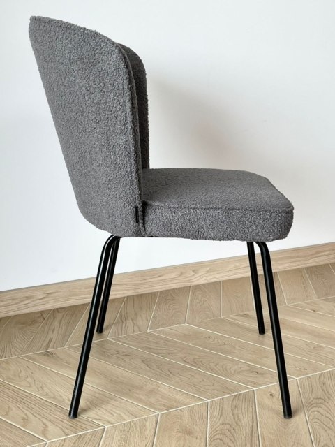 Krzesło tapicerowane tkaniną boucle TEDDY GREY