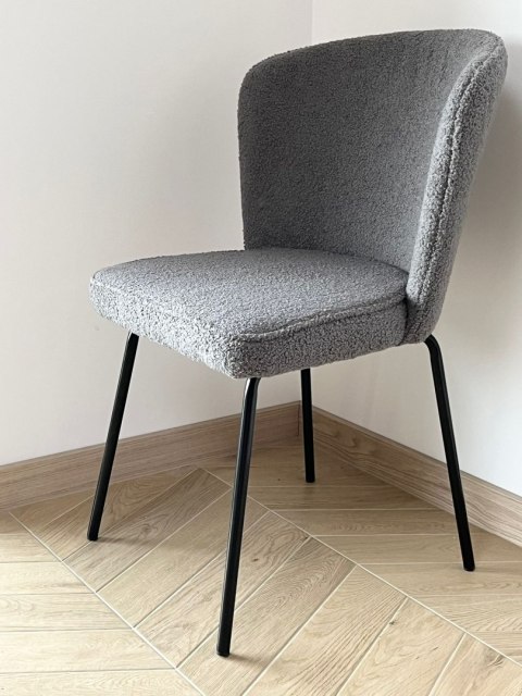 Krzesło tapicerowane tkaniną boucle TEDDY GREY