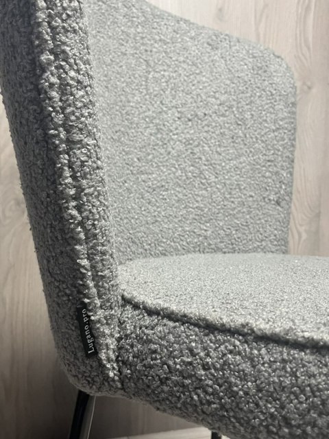 Krzesło tapicerowane tkaniną boucle TEDDY GREY