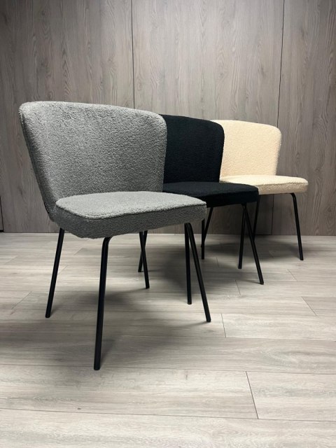 Krzesło tapicerowane tkaniną boucle TEDDY GREY