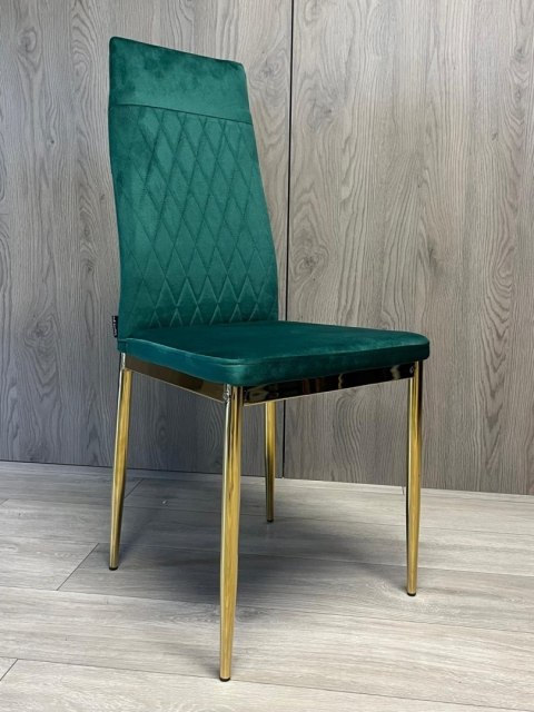 Krzesło tapicerowane zestaw 4x VALVA CARO VELVET GREEN GOLD
