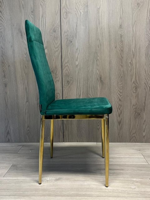 Krzesło tapicerowane zestaw 4x VALVA CARO VELVET GREEN GOLD