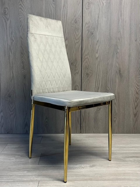 Krzesło tapicerowane zestaw 4x VALVA CARO VELVET GREY GOLD