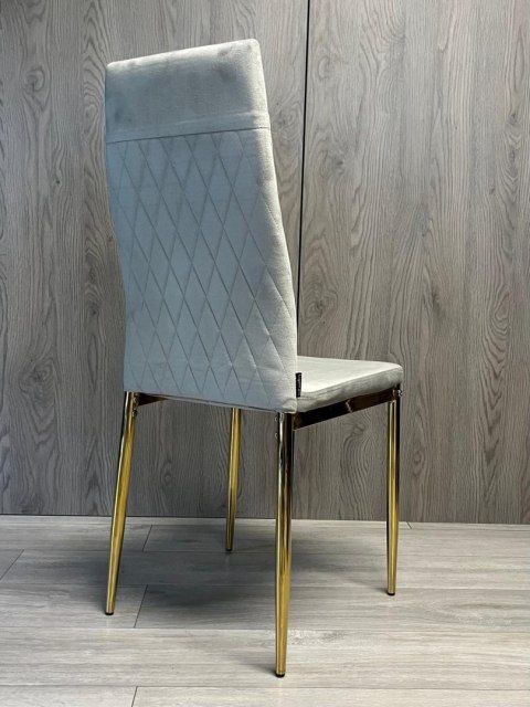 Krzesło tapicerowane zestaw 4x VALVA CARO VELVET GREY GOLD