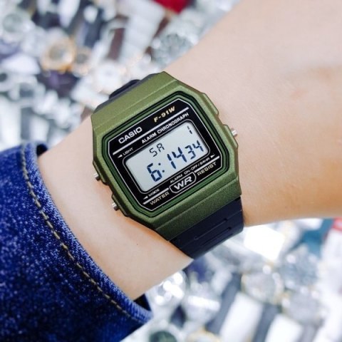Casio ZEGAREK MĘSKI CASIO F-91WM-3AER (zd102f) + BOX